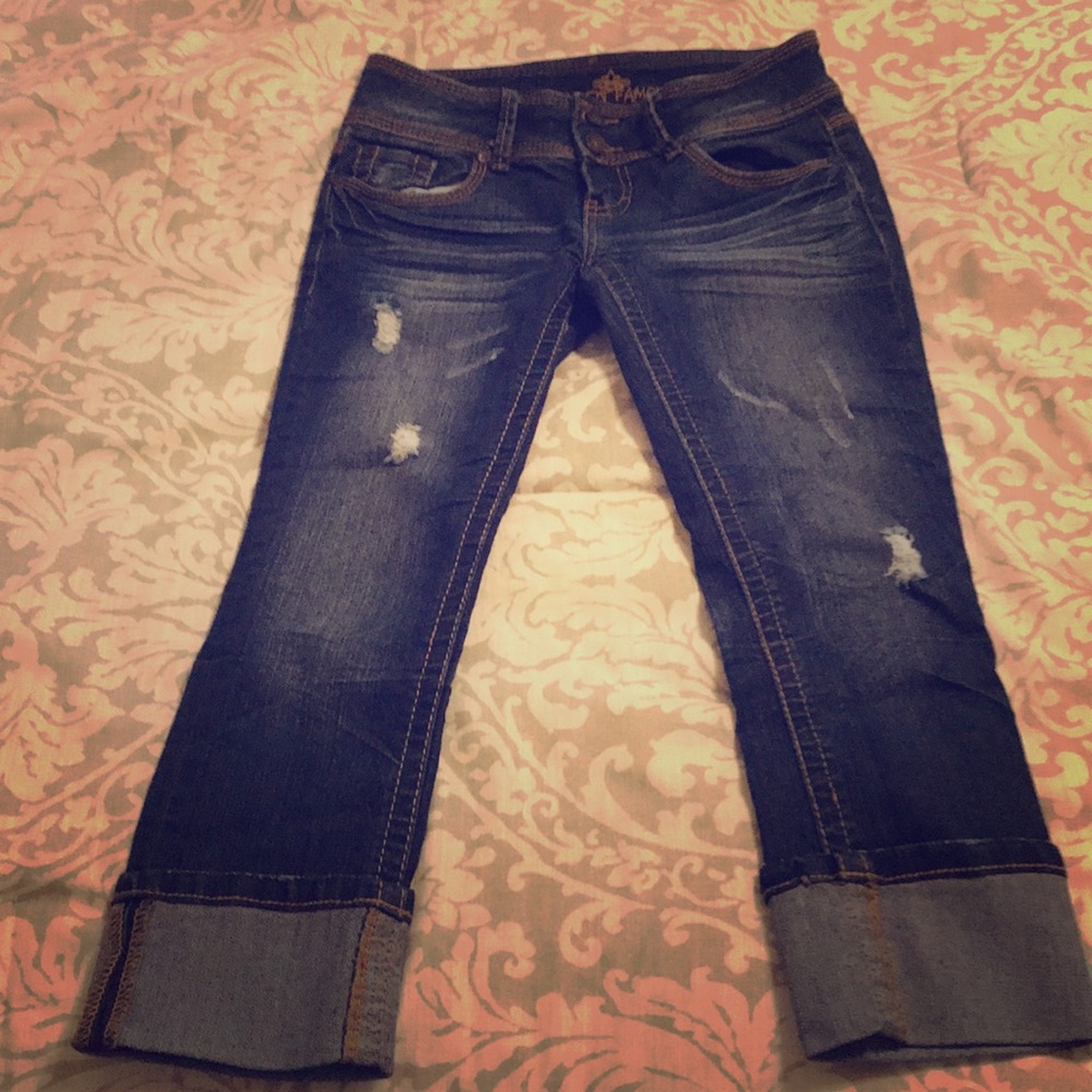 Almost famous cropped ripped jeans size 1